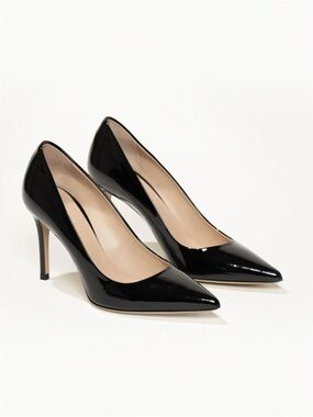 M. GEMI The Esatto 90mm Black‎ Patent Leather Heel Pumps